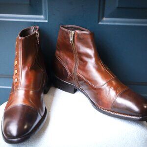 Calzoleria Harris for Barneys Vintage 8.5 Brown Burnished Italian Cap Toe Mens B